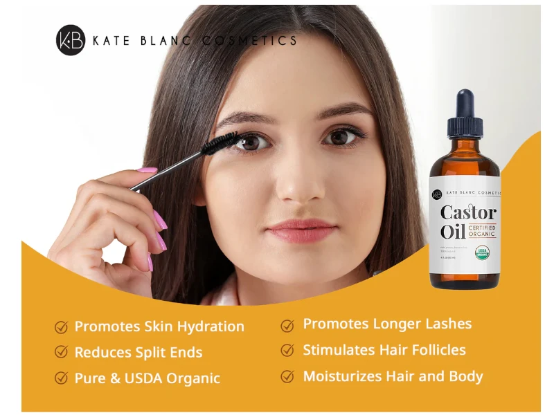 Kate Blanc Cosmetics Organic Castor Oil for Eyebrows and Eyelash