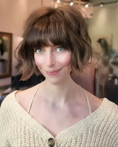 Stylish Bob Haircuts with Bangs 16 French Tousled Bob Cut With Bangs