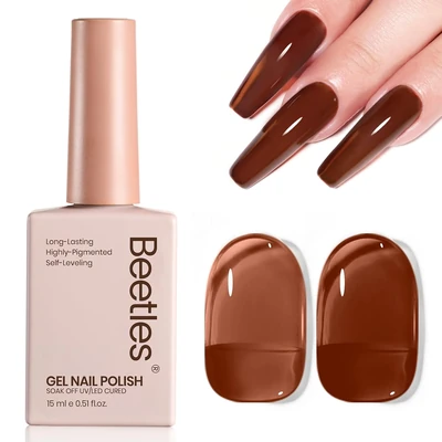 Nail Colors for Over 50 23 Beetles Brown Gel Nail Polish - 15ML Mocha Brown Jelly Natural Fall Gel Polish