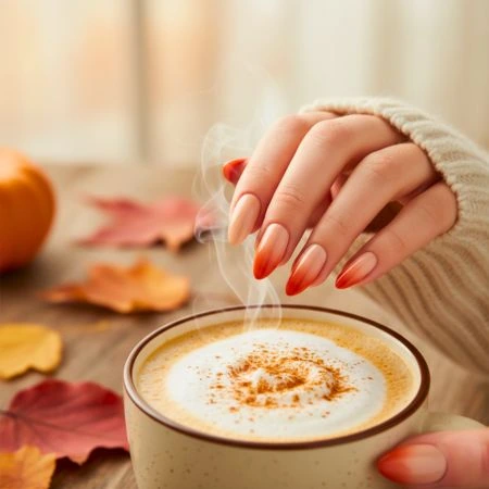 Chic Fall Almond Nails 5 Spiced Pumpkin Ombre