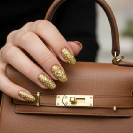 Guide to Stunning Fall Nail Ideas 11 Golden Harvest Gleam