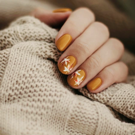 Guide to Stunning Fall Nail Ideas 2 1. Harvest Gold Maple Delights Fall Nail Ideas